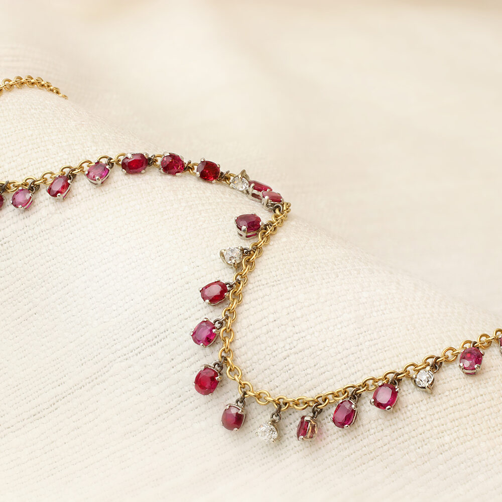 Ruby and Diamond Fringe Necklace