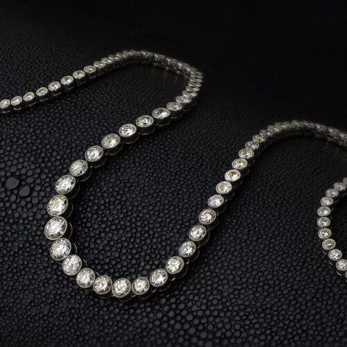 Diamond and Platinum Riviere Necklace, circa 1980