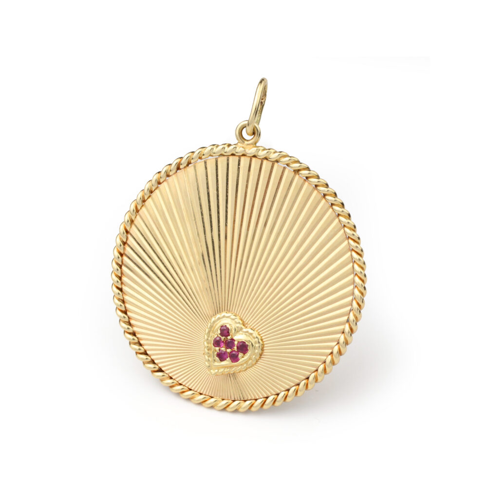 Cartier Ruby Set Heart and Gold Charm Pendant