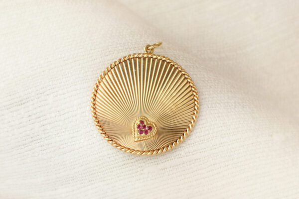Cartier Ruby Set Heart and Gold Charm Pendant