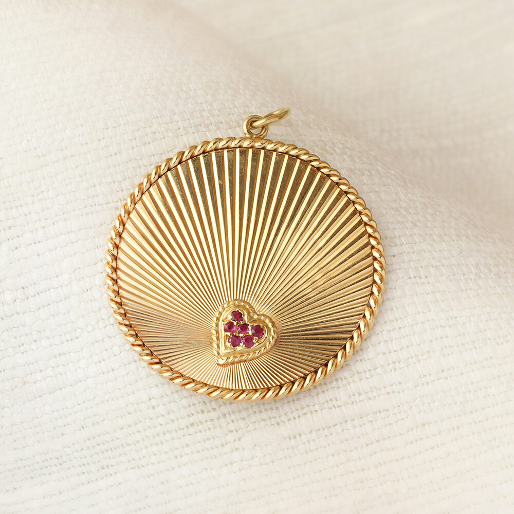 Cartier Ruby Set Heart and Gold Charm Pendant