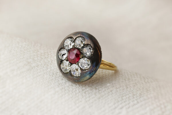 Ruby and Diamond Plaque Ring