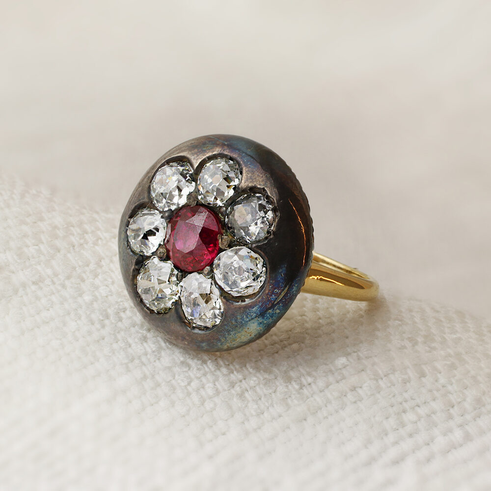 Ruby and Diamond Plaque Ring