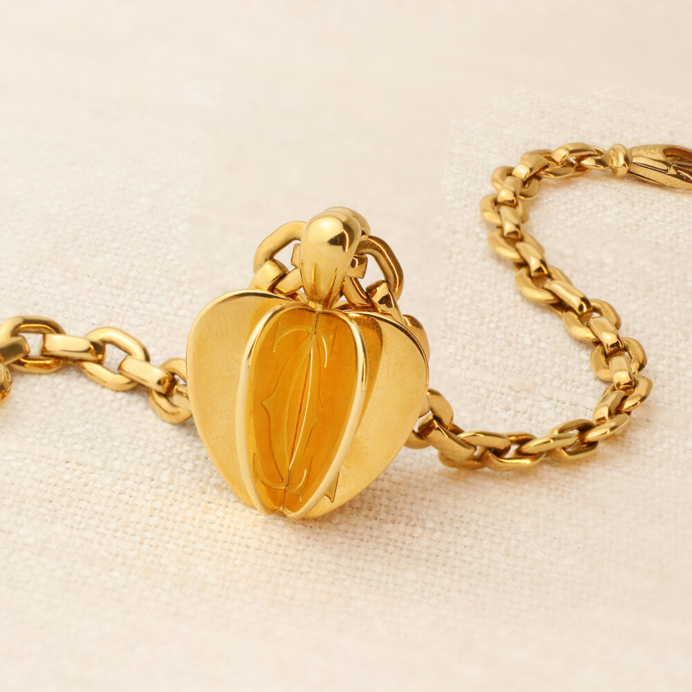 Cartier 'Double C' Apple Charm Gold Bracelet