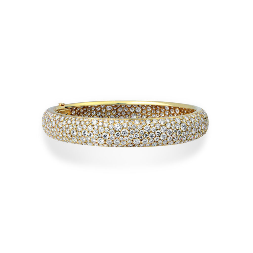 Van Cleef and Arpels 'Galuchat' Diamond and Gold Bangle Bracelet