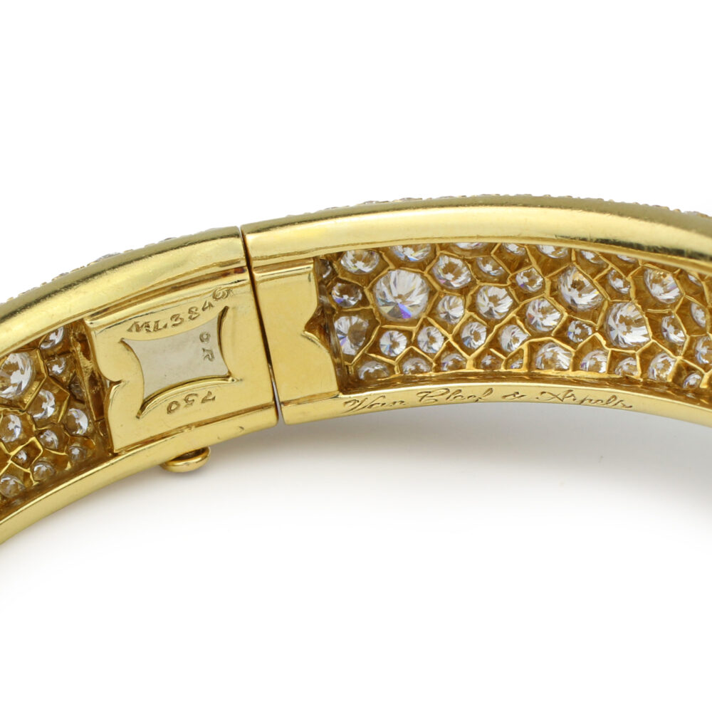Van Cleef and Arpels 'Galuchat' Diamond and Gold Bangle Bracelet