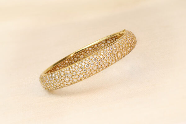 Van Cleef and Arpels ‘Galuchat’ Diamond and Gold Bangle Bracelet» Price on Request «