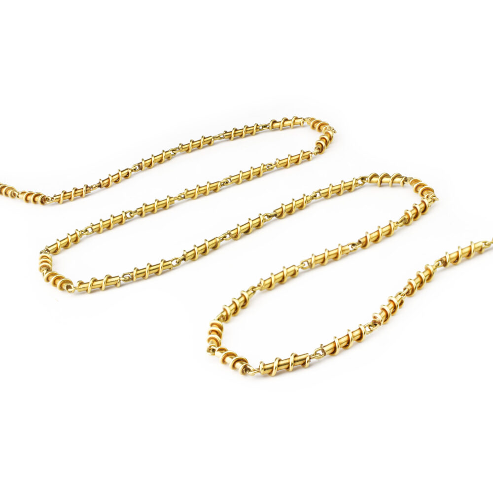 David Webb Spiral Gold Chain Long Necklace