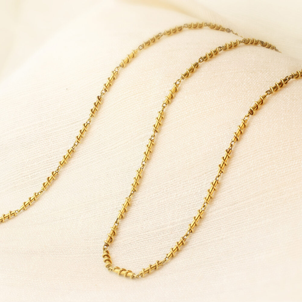 David Webb Spiral Gold Chain Long Necklace