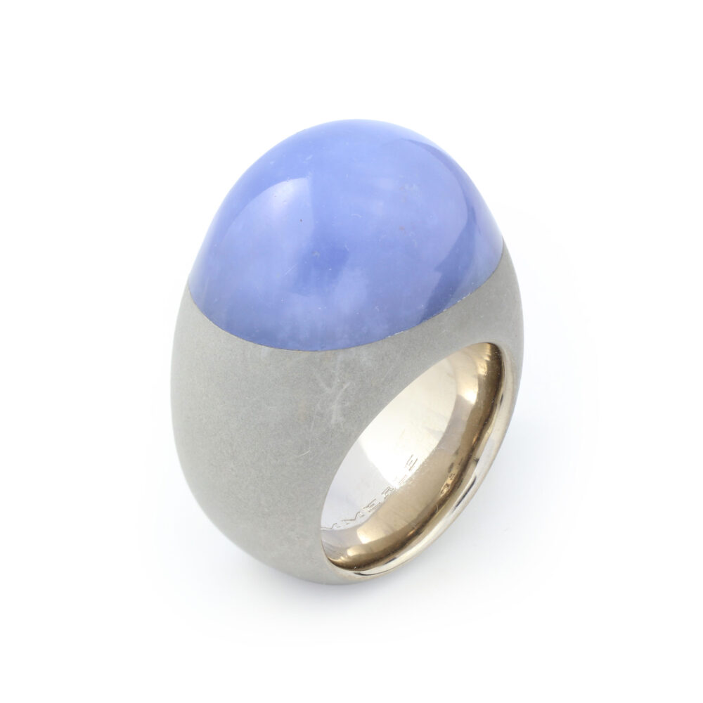 Hemmerle Chalcedony, Stainless Steel and White Gold Ring