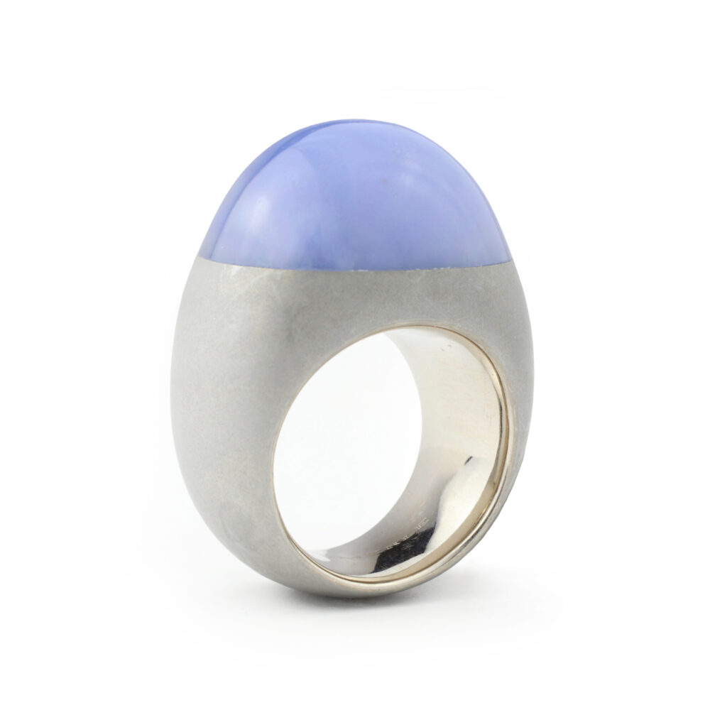 Hemmerle Chalcedony, Stainless Steel and White Gold Ring
