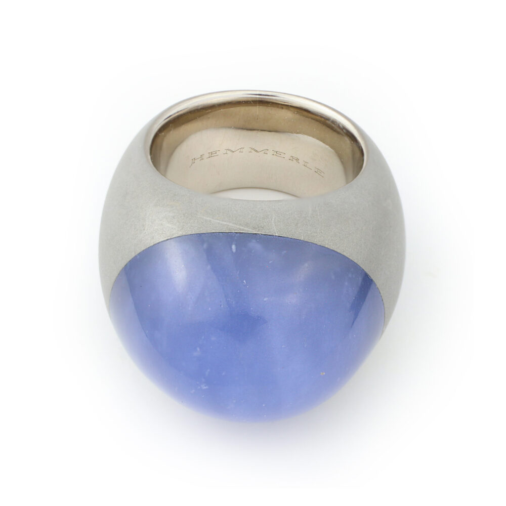 Hemmerle Chalcedony, Stainless Steel and White Gold Ring