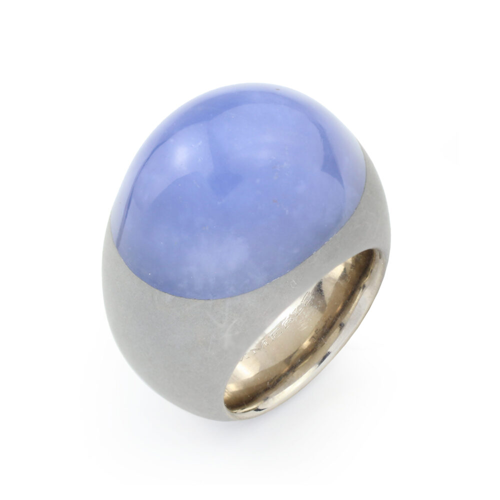 Hemmerle Chalcedony, Stainless Steel and White Gold Ring