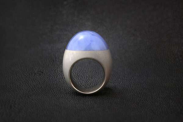 Hemmerle Chalcedony, Stainless Steel and White Gold Ring