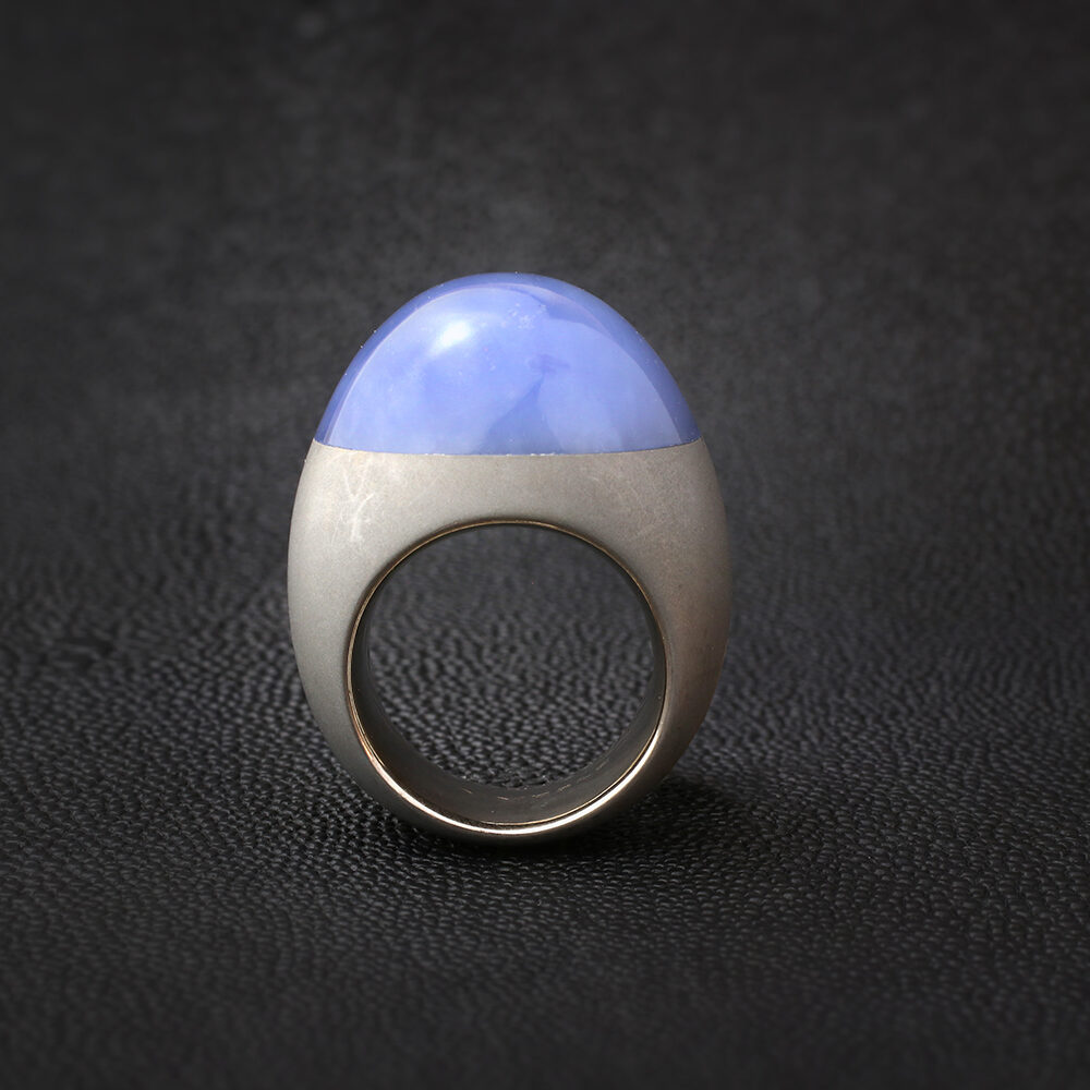 Hemmerle Chalcedony, Stainless Steel and White Gold Ring