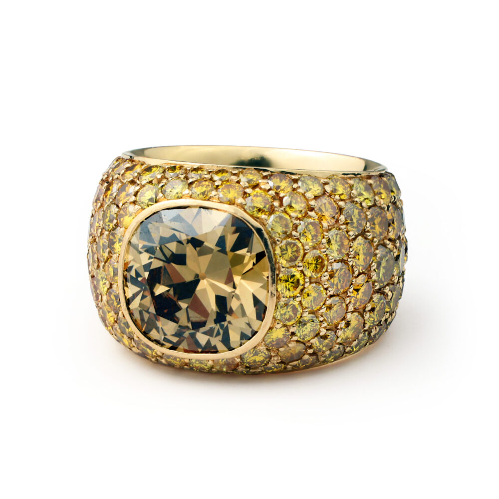 Hemmerle Fancy Colored Diamond and Rose Gold Ring