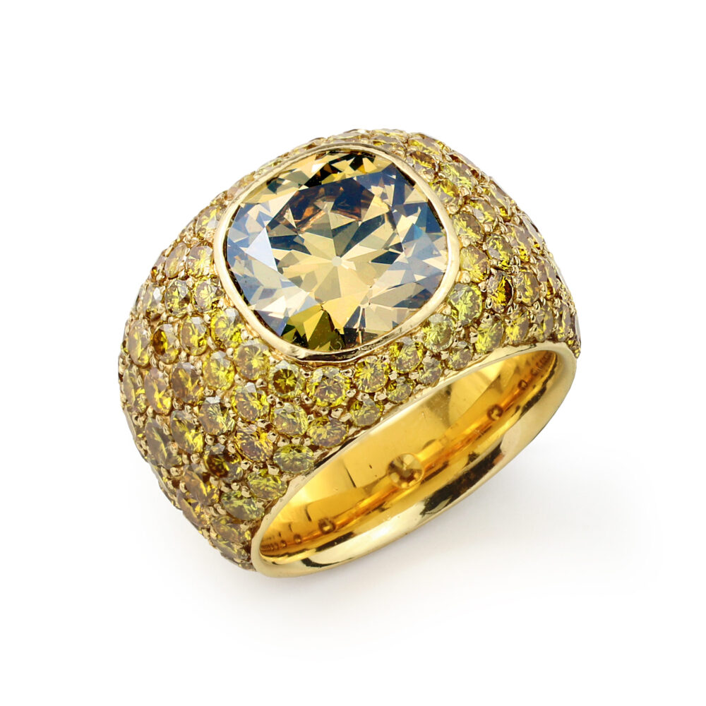 Hemmerle Fancy Colored Diamond and Rose Gold Ring