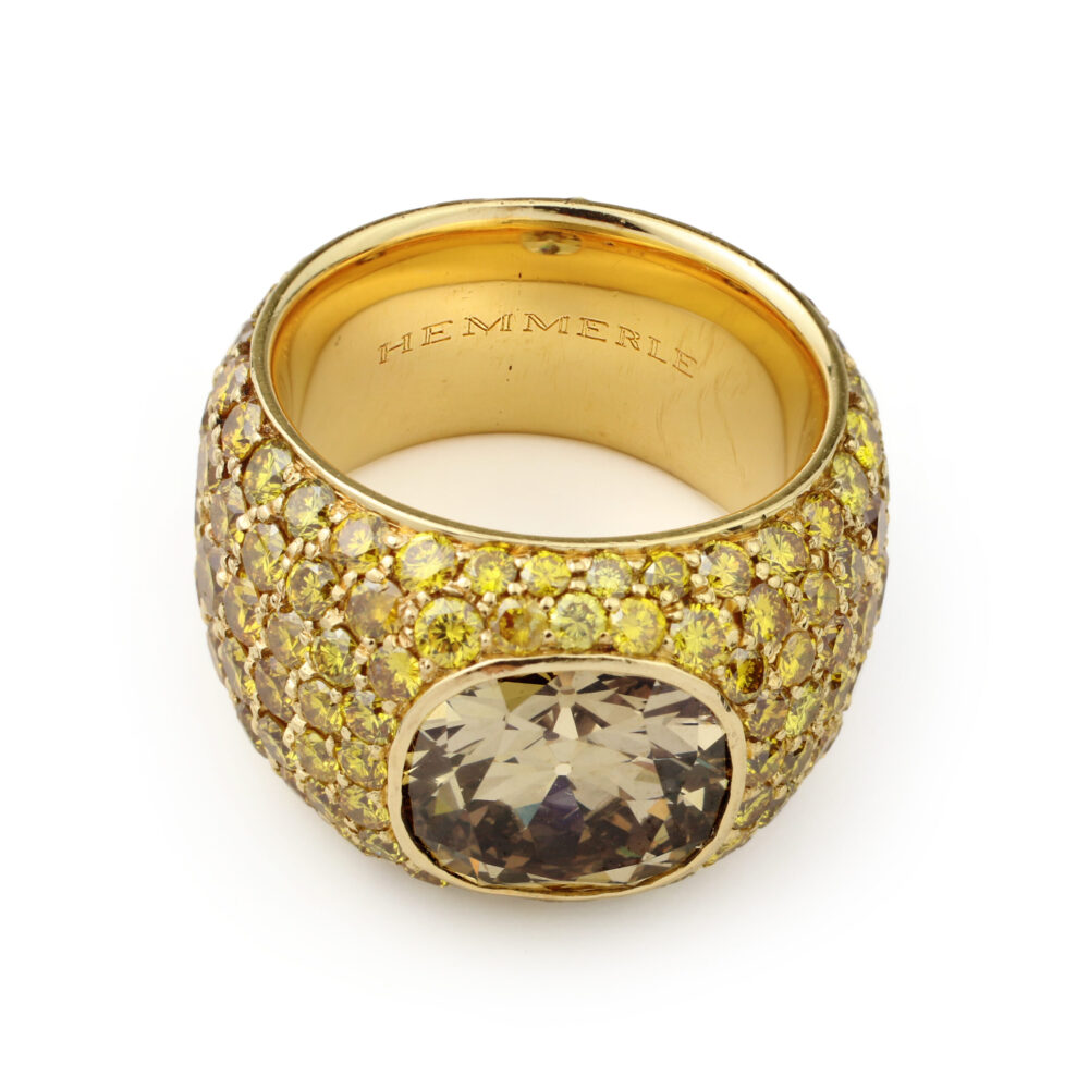 Hemmerle Fancy Colored Diamond and Rose Gold Ring