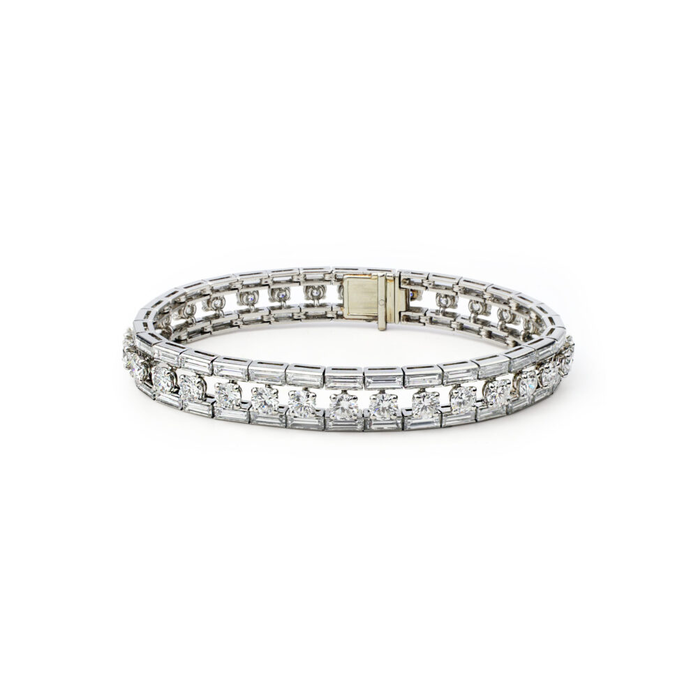 Cartier Mid-Century Round and Baguette Cut Diamond Bracelet