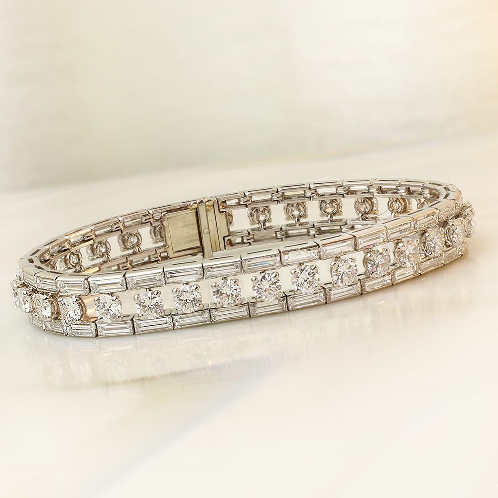Cartier Mid-Century Round and Baguette Cut Diamond Bracelet