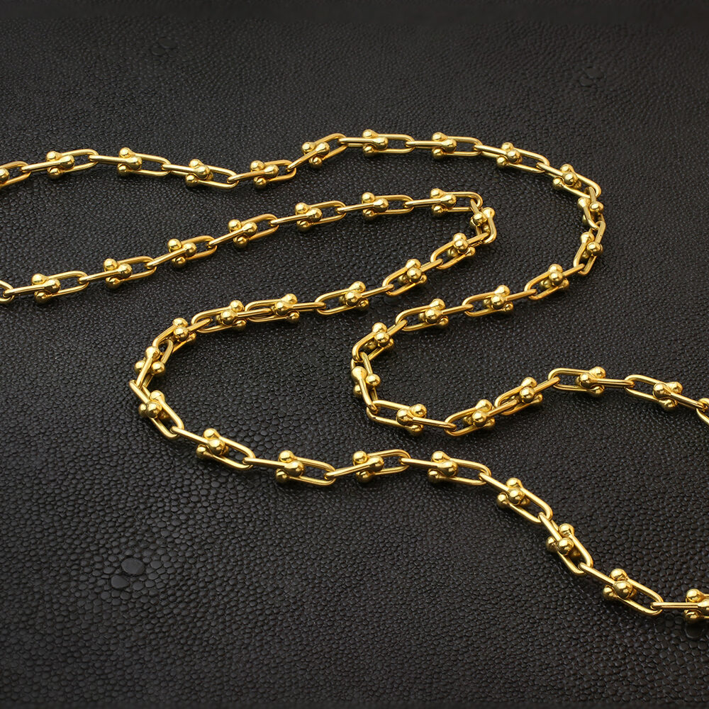 Cartier Gold Fancy Chain Link Long Necklace