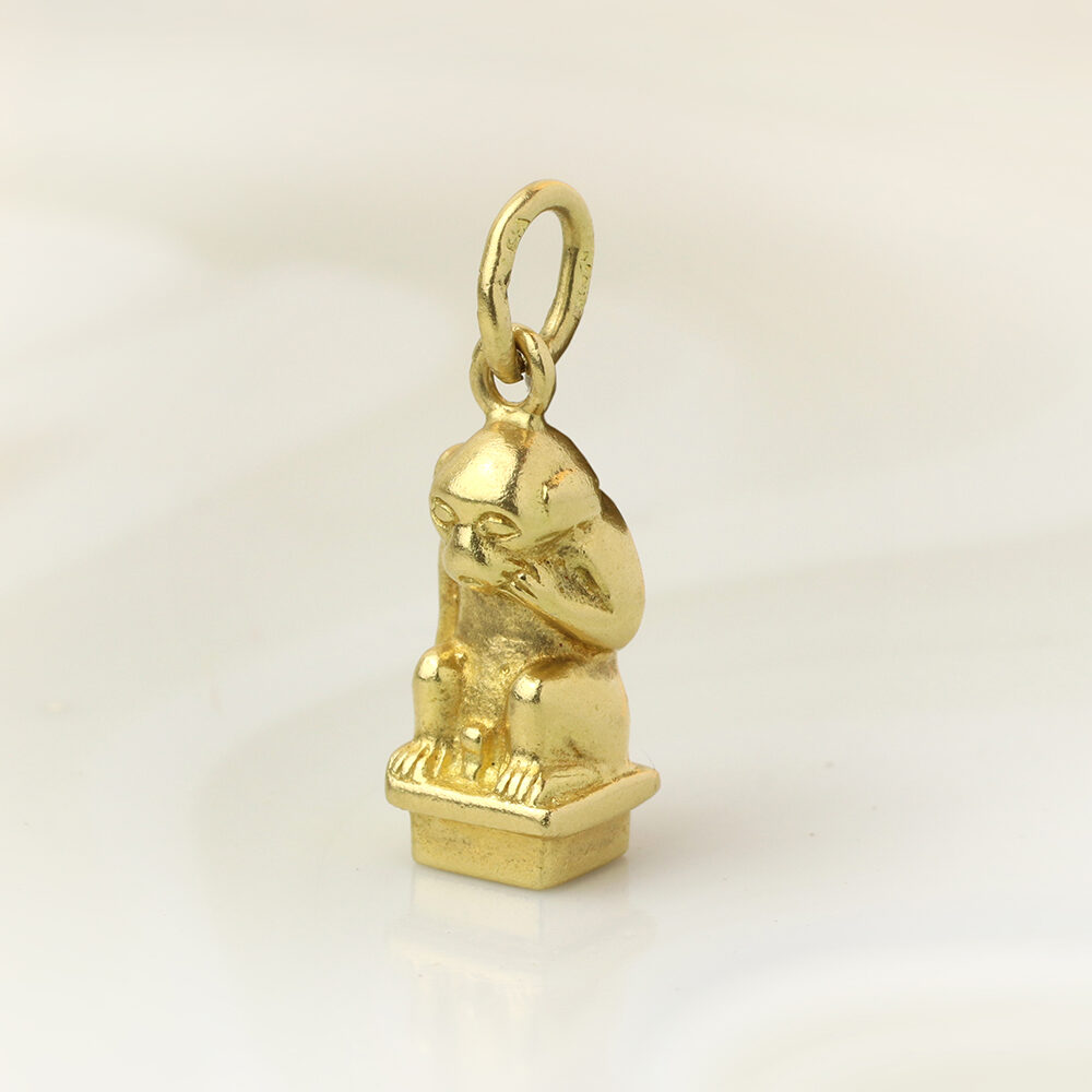 Mid-Century Seated Monkey Gold Pendant