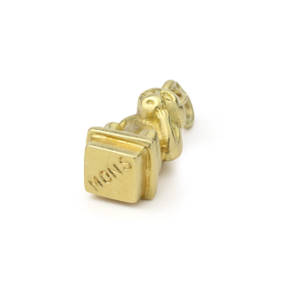 Mid-Century Seated Monkey Gold Pendant