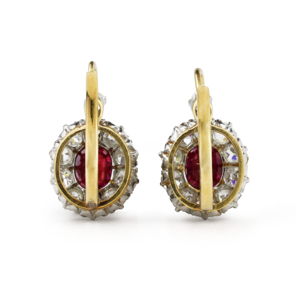 Antique Ruby and Diamond Ear Pendants