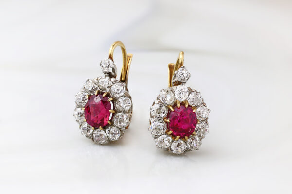 Antique Ruby and Diamond Ear Pendants