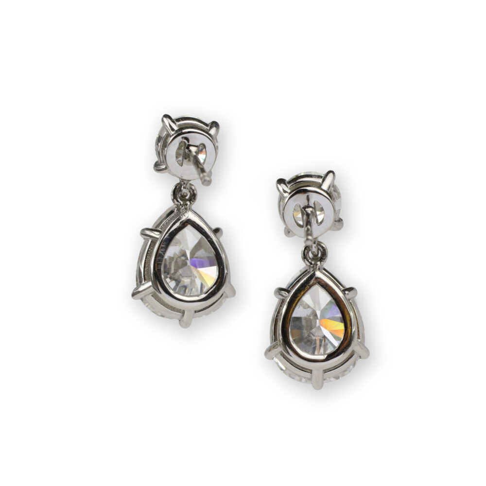 Round and Pear Shaped Diamond Ear Pendants