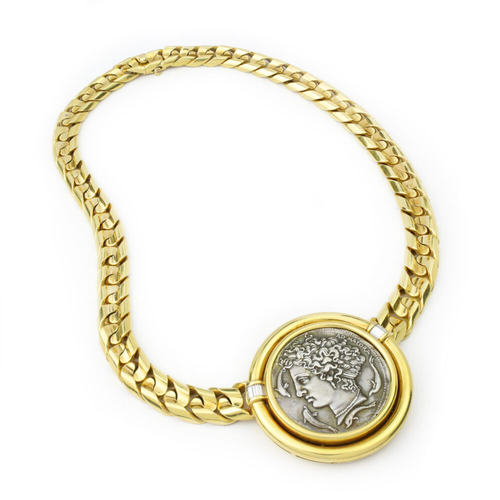 Bulgari ‘Monete’ Jumbo Size Ancient Coin, Diamond and Gold Necklace