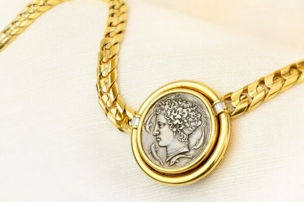 Bulgari ‘Monete’ Jumbo Size Ancient Coin, Diamond and Gold Necklace