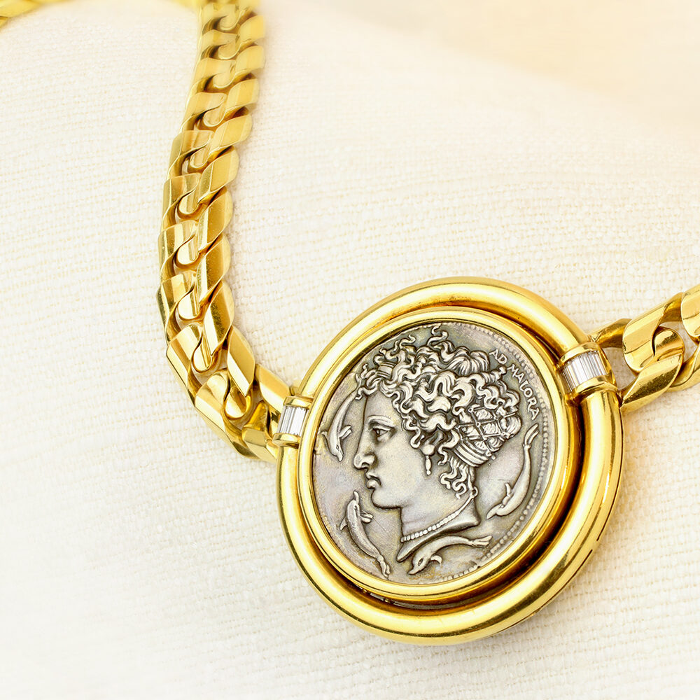 Bulgari ‘Monete’ Jumbo Size Ancient Coin, Diamond and Gold Necklace