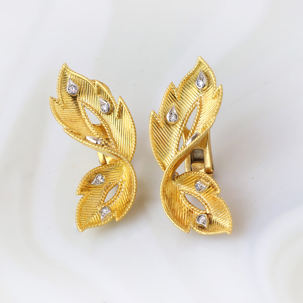 Cartier Diamond and Gold Ear Clips