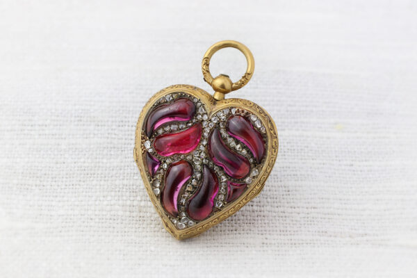 Antique Amethyst and Diamond Set Heart Pendant