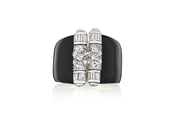 Cartier Art Deco Diamond and Black Lacquer Ring