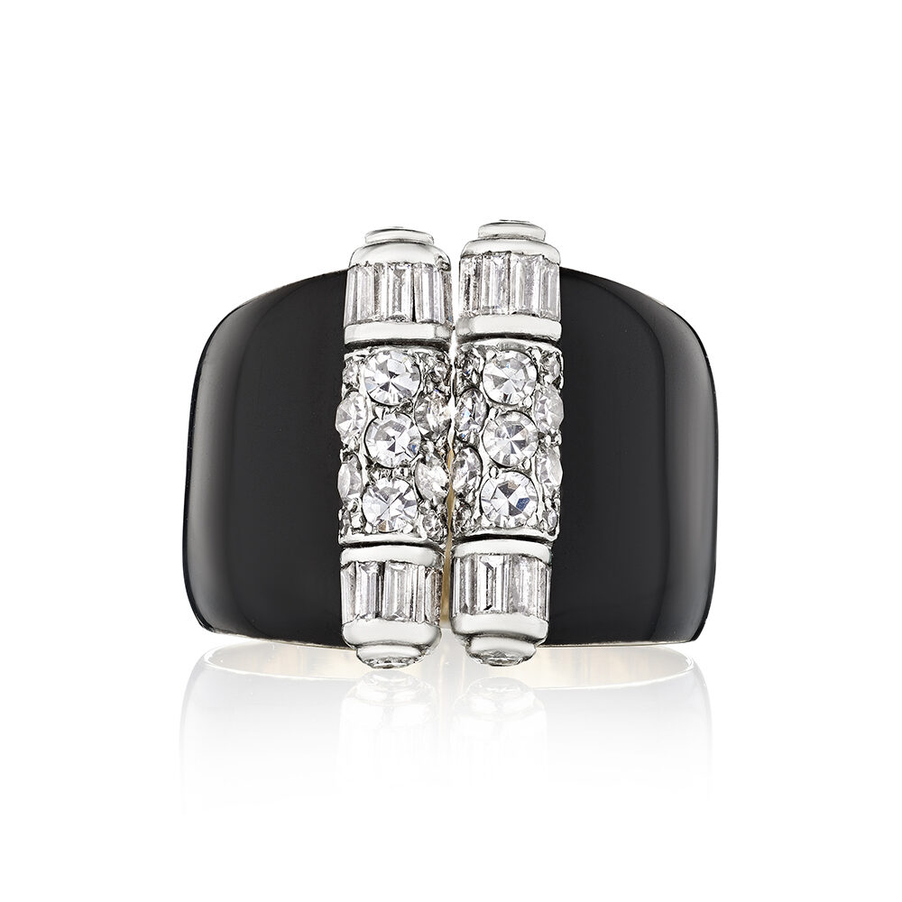 Cartier Art Deco Diamond and Black Lacquer Ring
