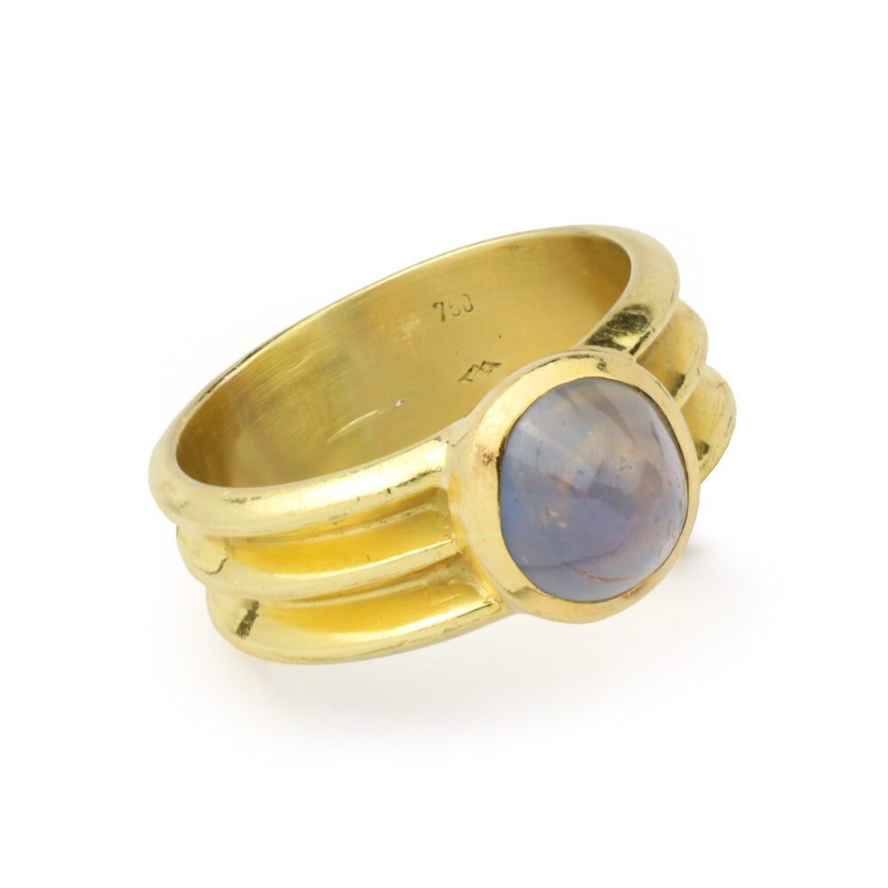 Gray Star Sapphire Sculpted Gold Ring Attributed to JAR