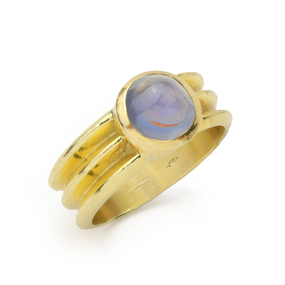 Gray Star Sapphire Sculpted Gold Ring Attributed to JAR