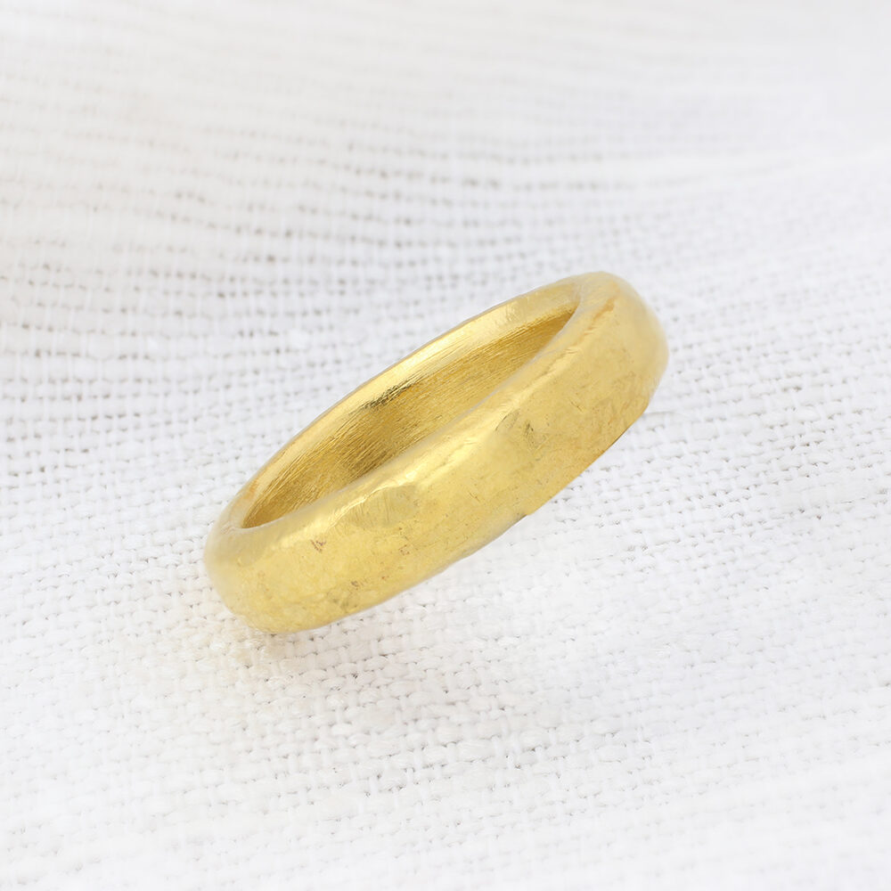 Hammered High Karat Gold Band Ring