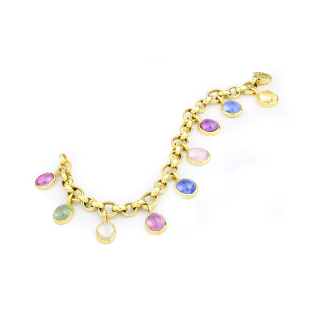 Bulgari Pastel Colored Sapphire and Gold Charm Bracelet