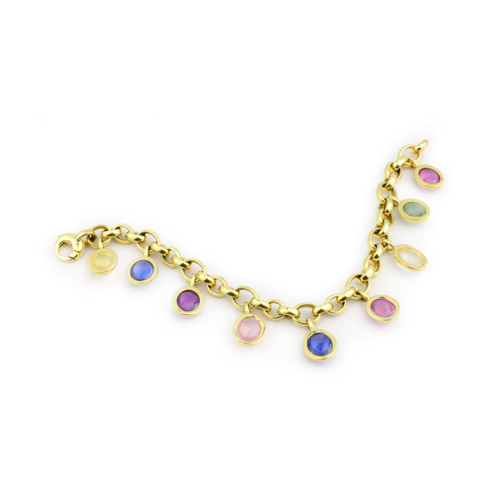 Bulgari Pastel Colored Sapphire and Gold Charm Bracelet
