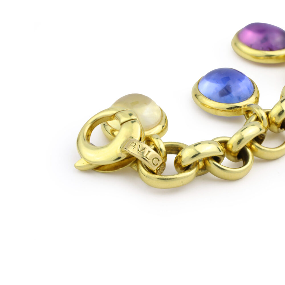 Bulgari Pastel Colored Sapphire and Gold Charm Bracelet