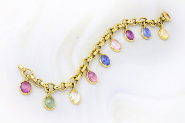 Bulgari Pastel Colored Sapphire and Gold Charm Bracelet
