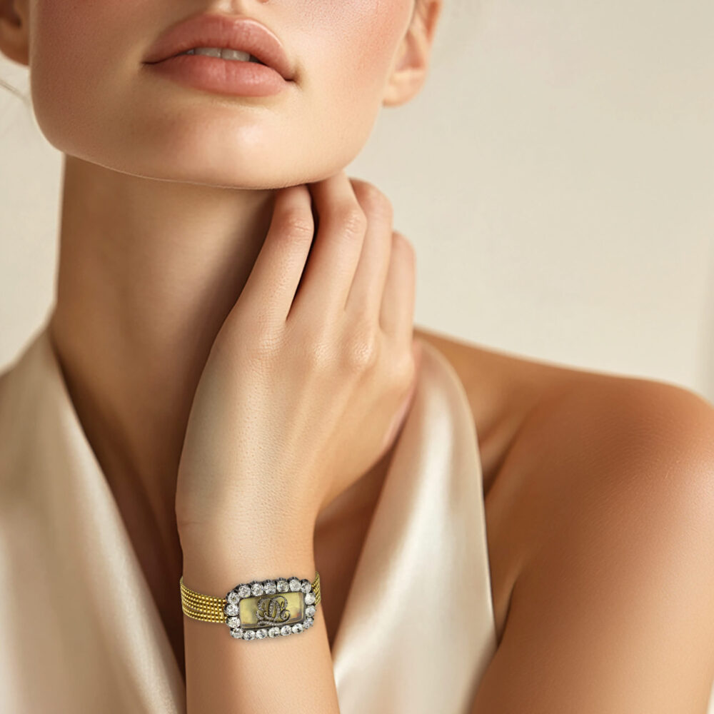 Antique Diamond, Gold and Rock Crystal Momento Bracelet