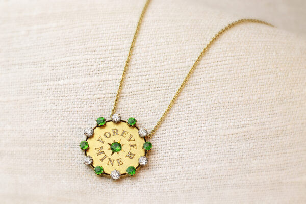 Demantoid Garnet & Diamond “Forever Mine” Epigram Necklace