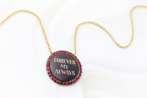 Ruby and Diamond ‘Forever My Always’ Epigram Pendant Necklace