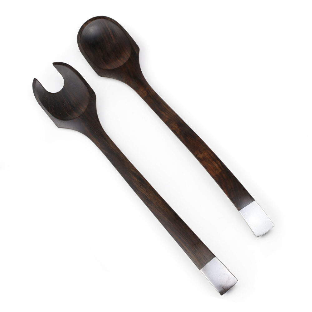 Hemmerle Wood and Silver Salad Serving Set