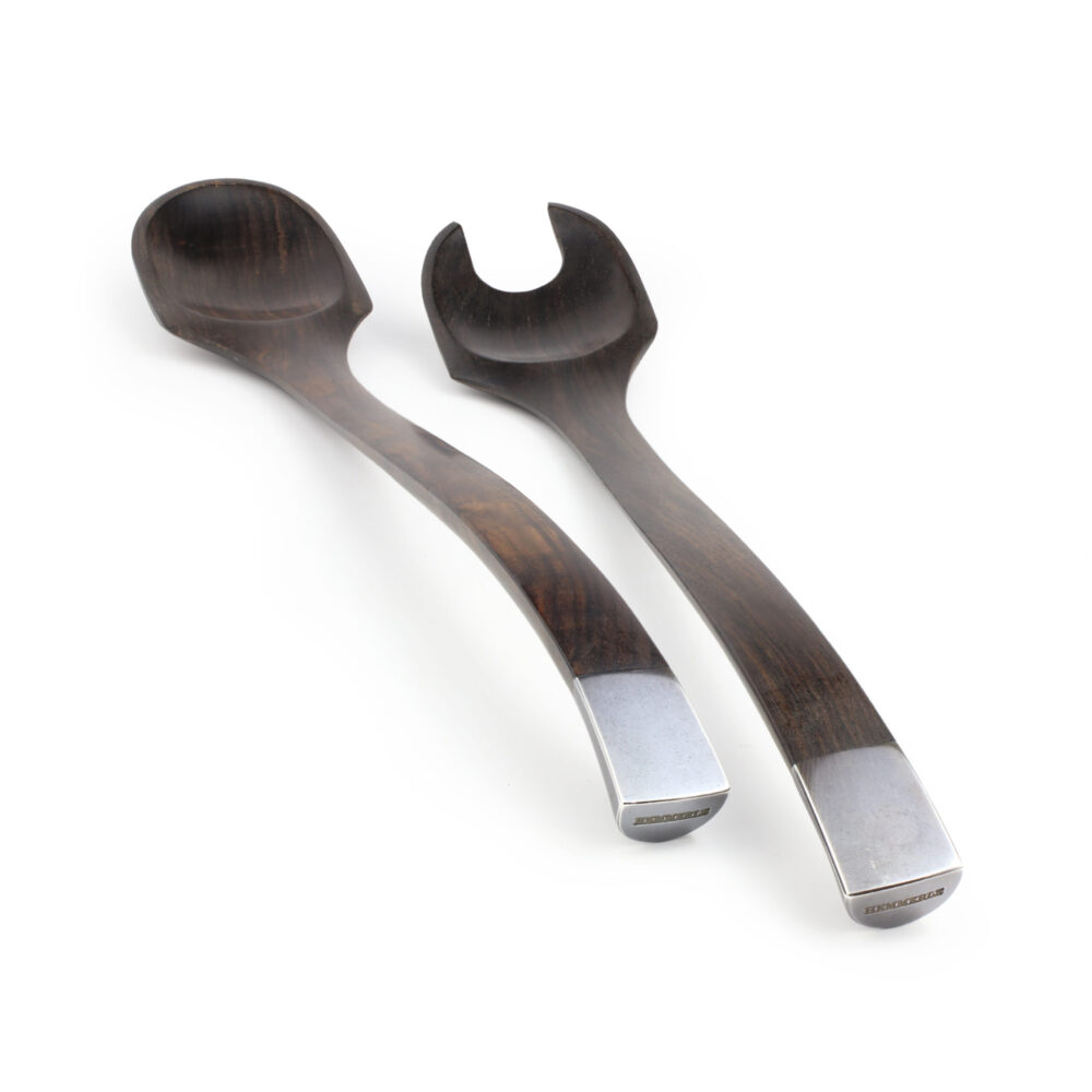 Hemmerle Wood and Silver Salad Serving Set