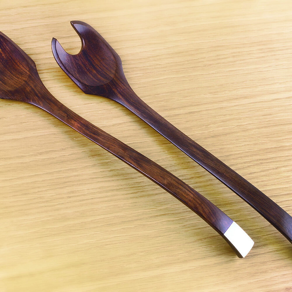 Hemmerle Wood and Silver Salad Serving Set